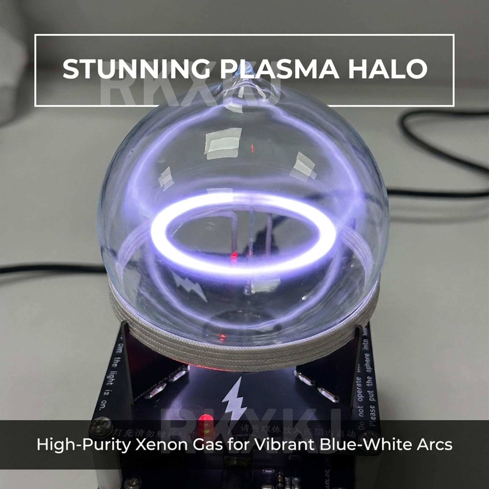 Bola de transmisión de anillo de plasma, esfera de plasma de vidrio de 3.5 pulgadas con placa de circuito, para proyectos científicos, decoraciones de fiestas, actividades al aire libre, visualización