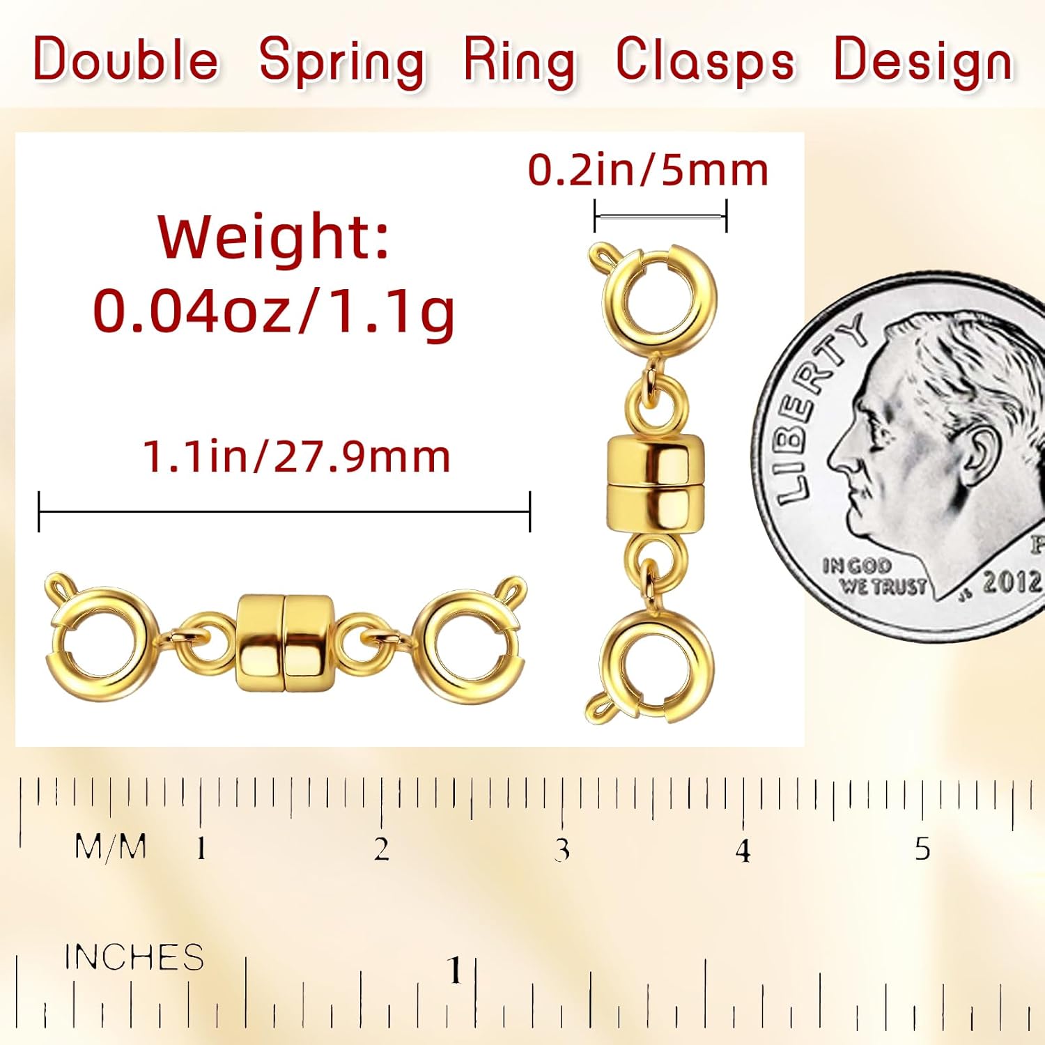 Double Magnetic Necklace Clasps and Closures, Necklace Extenders for Women, 14K Gold and Silver Magnetic Jewelry Clasps for Bracelets - Image 2