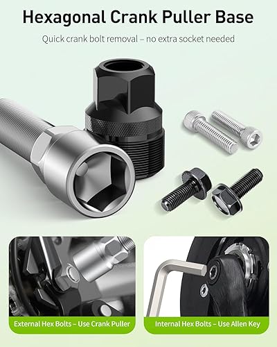 Miniatura 6 de Pawfly Extractor de manivela de bicicleta, herramienta de extracción de manivela de bicicleta con llave y tapa superior, herramienta de soporte