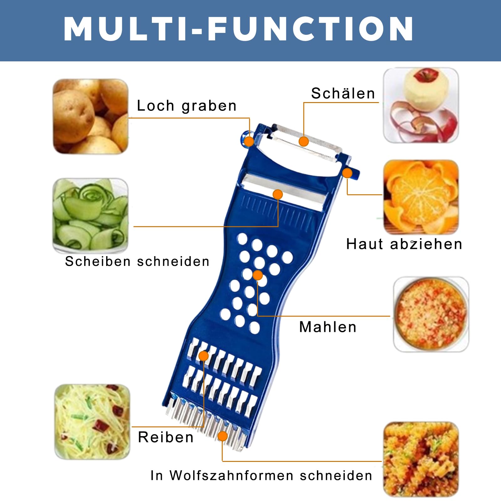 2 Stück 6-In-1 Gemüseschäler,Julienneschneider,Multifunktions
