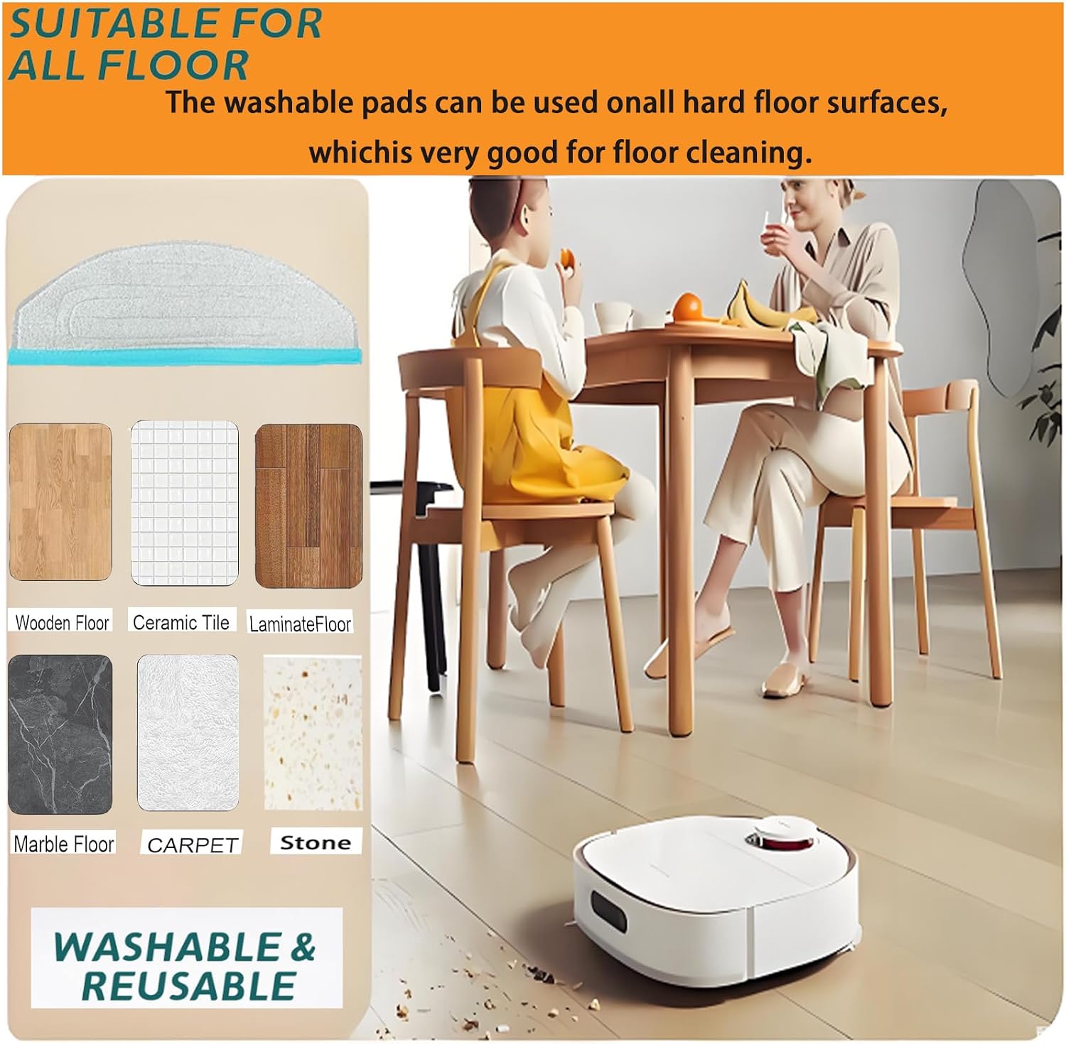 Replacement Yeedi Accessory-9 Washable Vacuum Mop Cloths, Compatible Yeedi by ECOVACS Cube, Washable and Reusable Soft Mopping Pad, Parts, Accessories