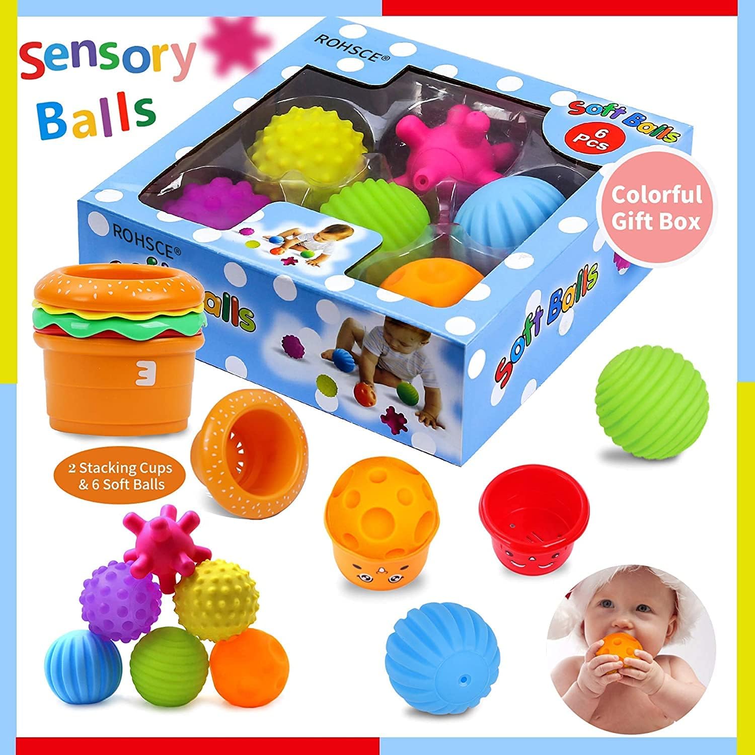 Sensory Balls for Kids Textured Multi Ball Set for Babies & Toddlers