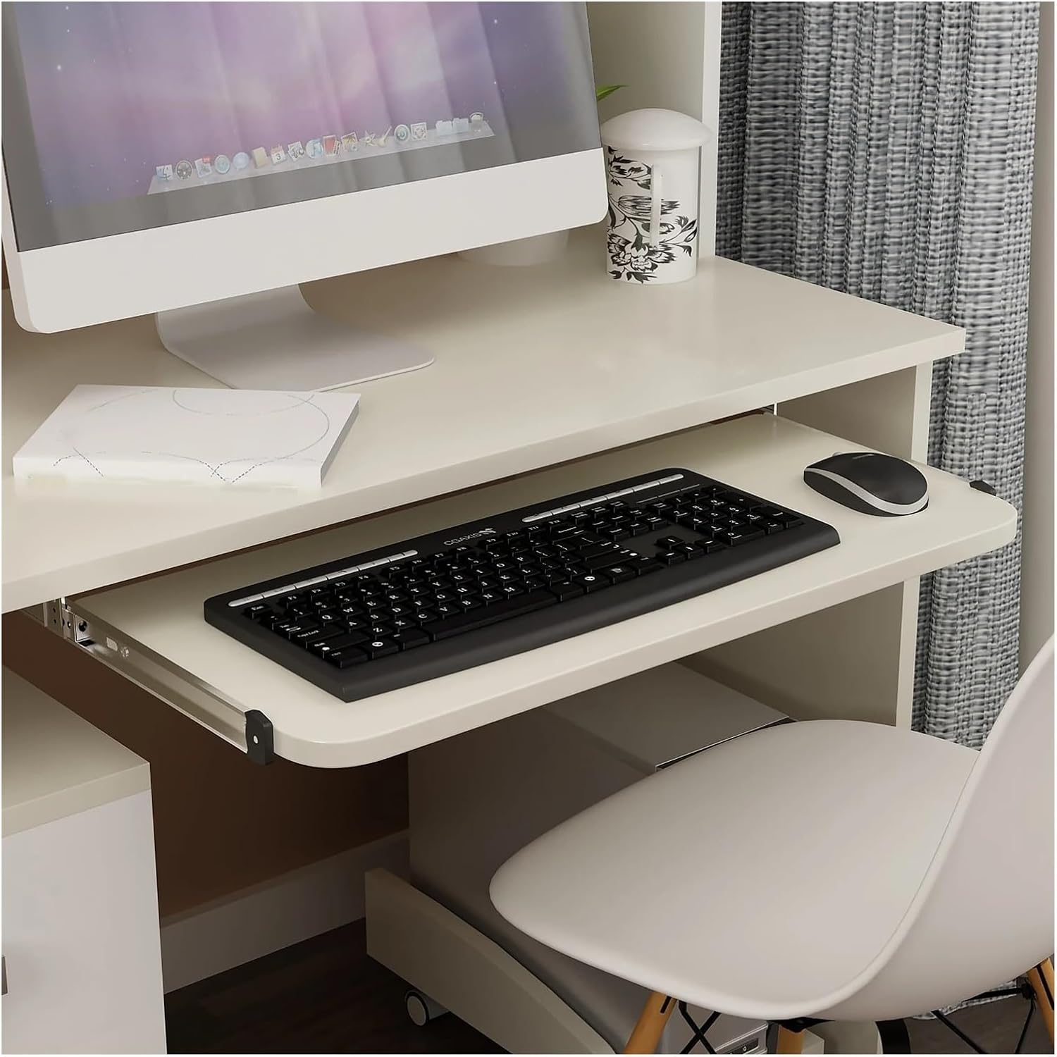 Full Extension Drawer Slides 1Pair Pull Out Drawer Rail Track Tray Desk Slide Hardware(Silver)
