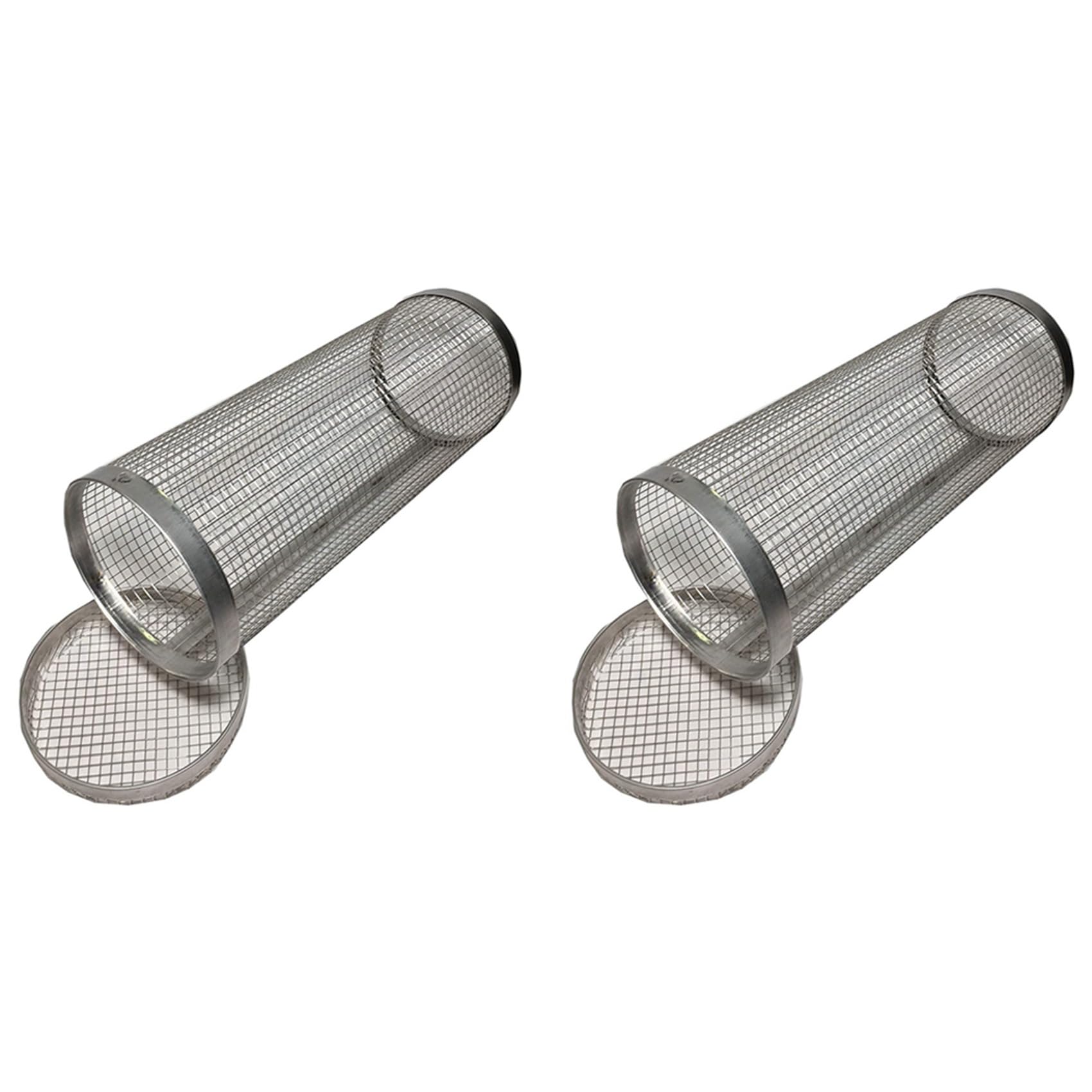 Hndhbfgrt 2X Bbq Smoked Net Barbecue Cylinder Stainless Steel Barbecue Grate Campfire Barbecue Bucket Camping Picnic 30cm