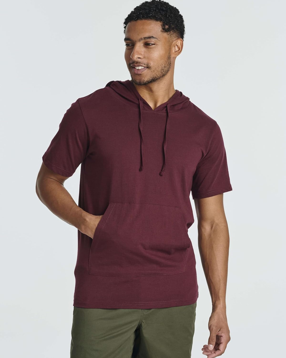 Real Essentials Men's Cotton Short-Sleeve Hoodie Hooded T-Shirt With Drawstring & Pockets (Available In Big & Tall) - Image 2