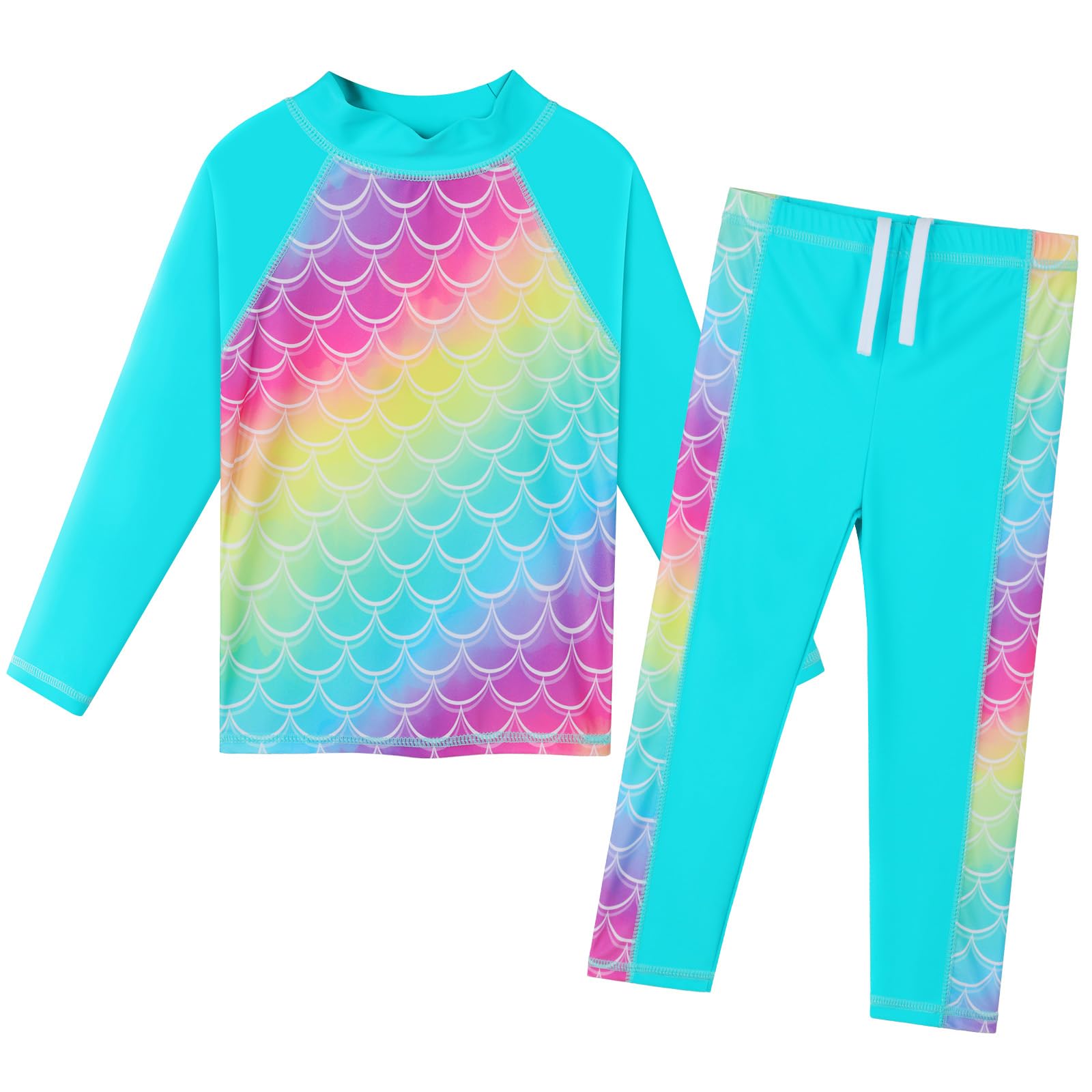 BAOHULU Girls Two Piece Swimsuit Long Sleeve Rash Guard for 2-14 Years