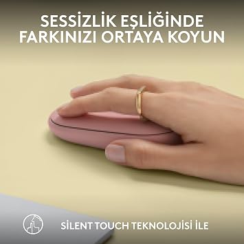Logitech M350s Pebble Mouse 2 İnce Bluetooth Kablosuz Mouse, Taşınabilir, Hafif, Özelleştirilebilir Tuş, Sessiz Tıklama, Windows, macOS, iPadOS, Android, Chrome İşletim Sistemleri, Easy-Switch, Pembe