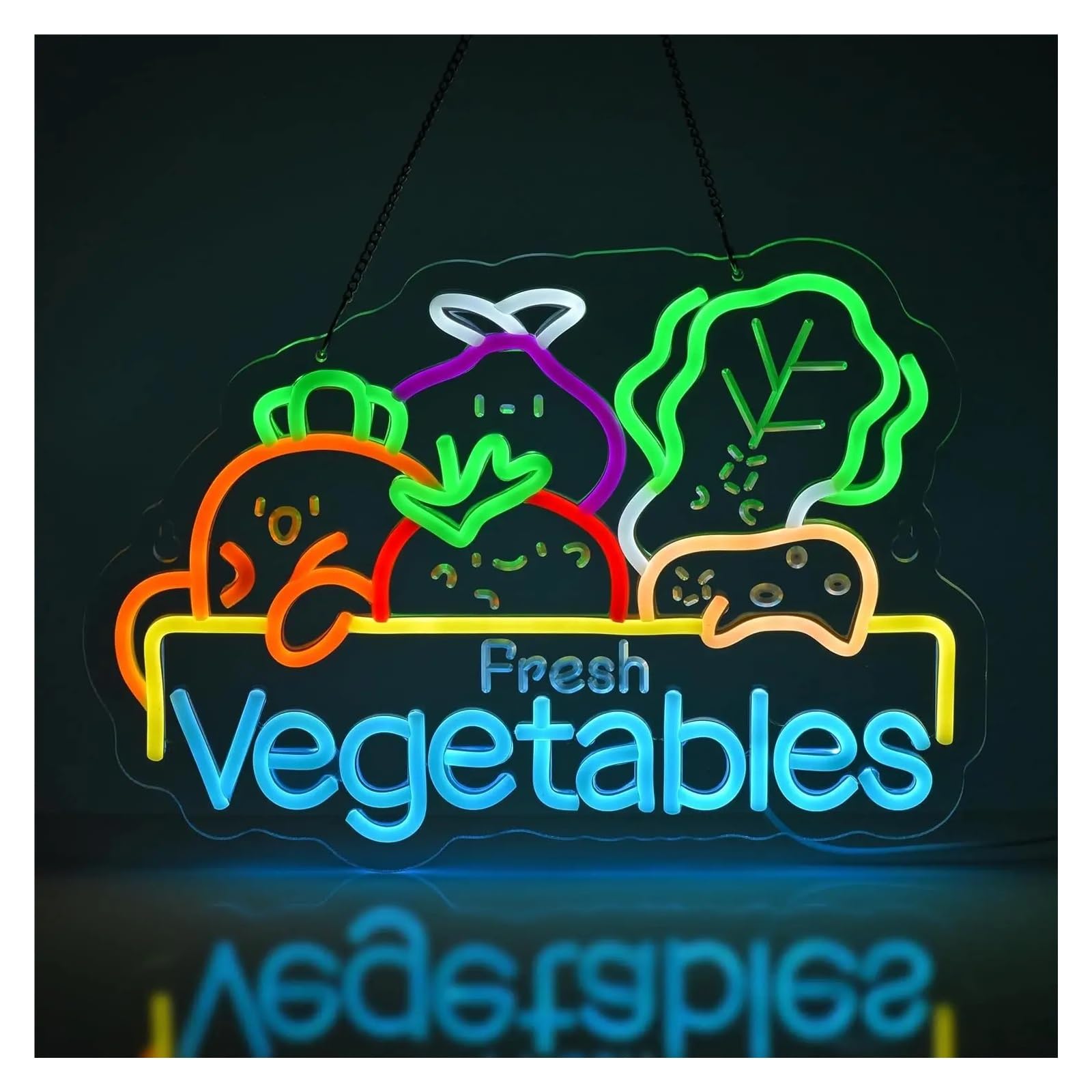 LEMST Signs Lamp Fresh Vegetables Neon Sign Light Dimmable for Vegetables Store Retail Shops Market Mall Grocery Farmhouse Decor USB Powered Lamp 41cmx29cm