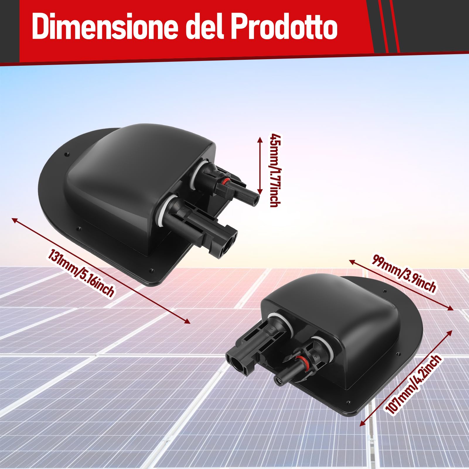 Doppio Passacavo Solare, Alloggiamento Ingresso Solare con Cavo in Rame 10AWG Flessibile da 3m, Impermeabile Passacavo Solare per Camper Barche Roulotte, Nero