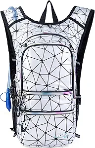 Hydration Backpack with Cool Lights, 2L Water Bladder, Lightweight for Running, Hiking, Biking, Climbing, Festivals