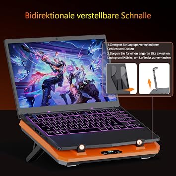 IETS GT300 Upgraded Laptop Cooling Pad with Adjustable Stand, Turbo Cooler for Fast Cooling, 10-17 Inch Gaming Laptop, Flexible Sealing Ring, with Adjustable Air Filter Clamp (GT300F1)