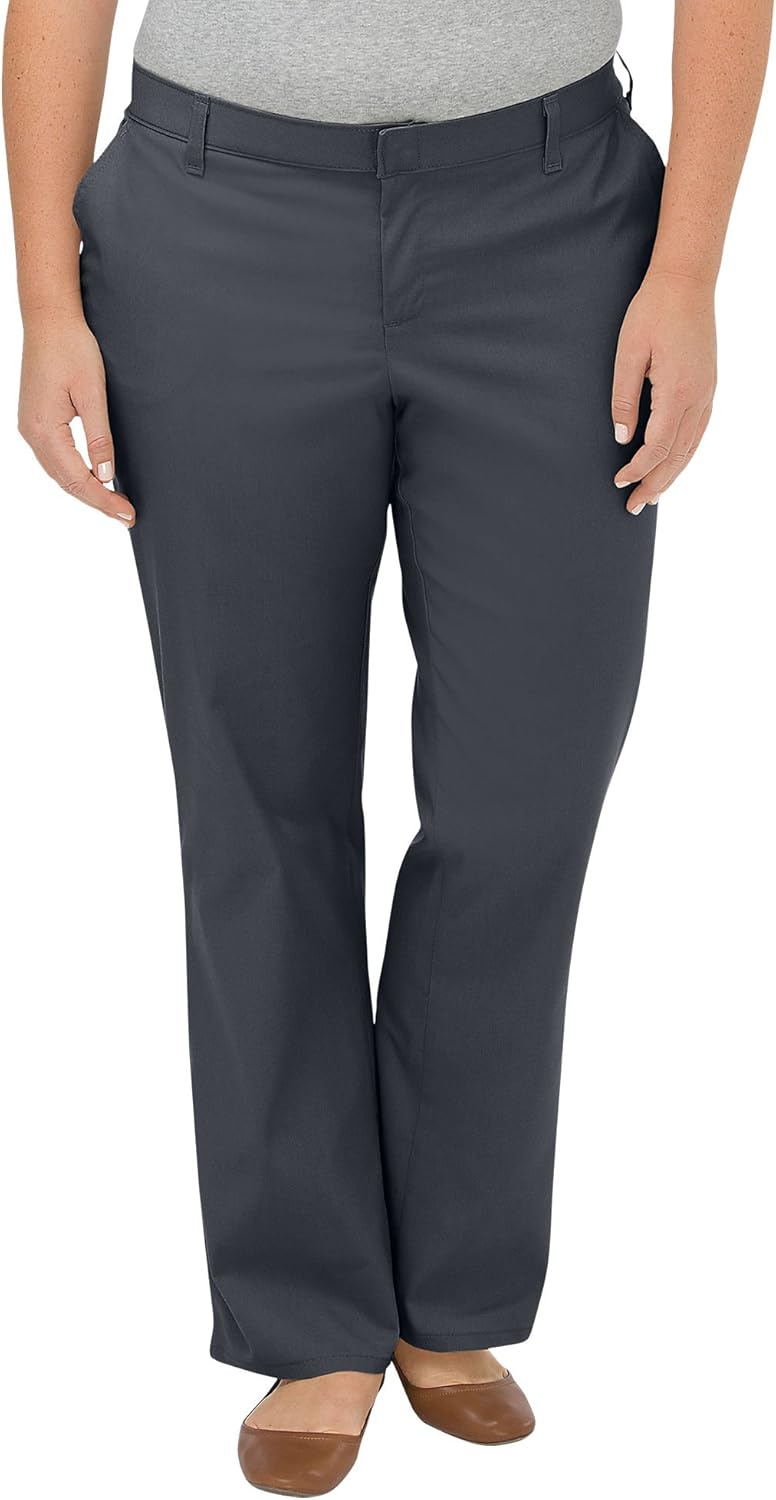 Dickies Women's Plus-Size Wrinkle Resistant Flat Front Twill Pant with Stain Finish
