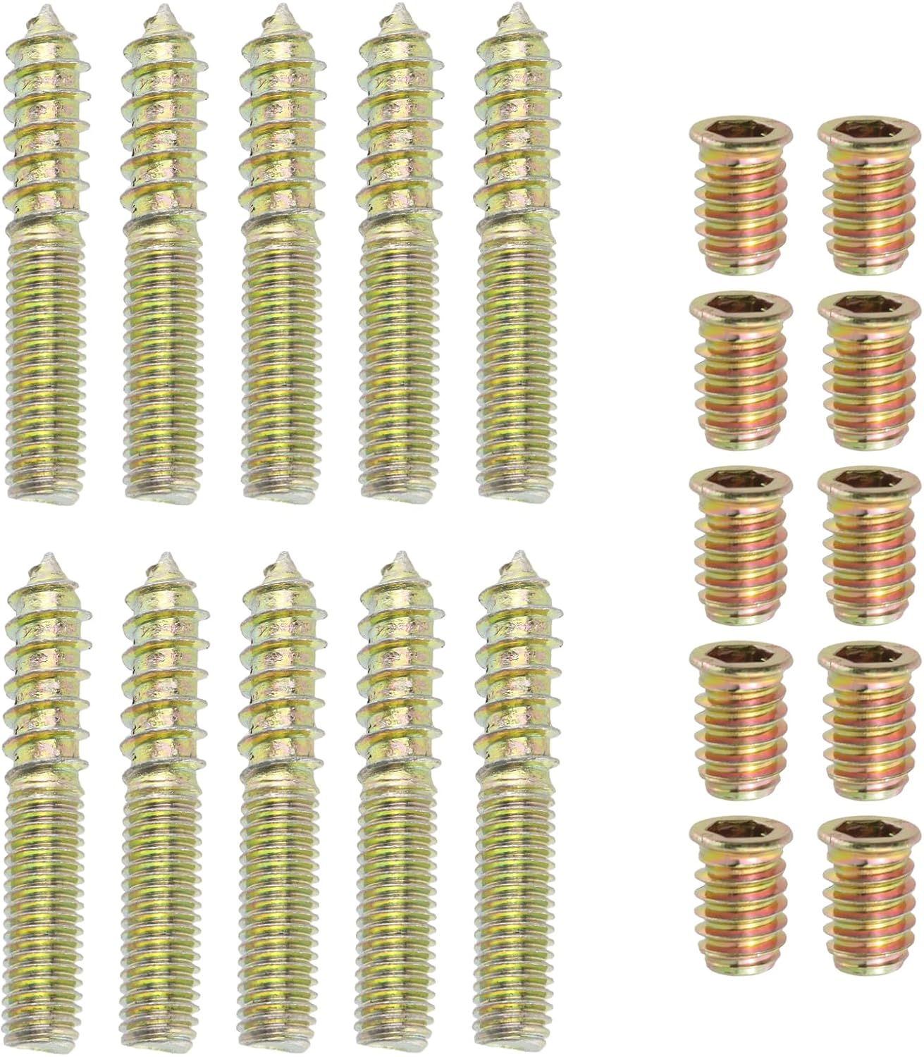 Antrader M8x50mm Hanger Bolts with Threaded Insert Hex Socket Nut,Silver