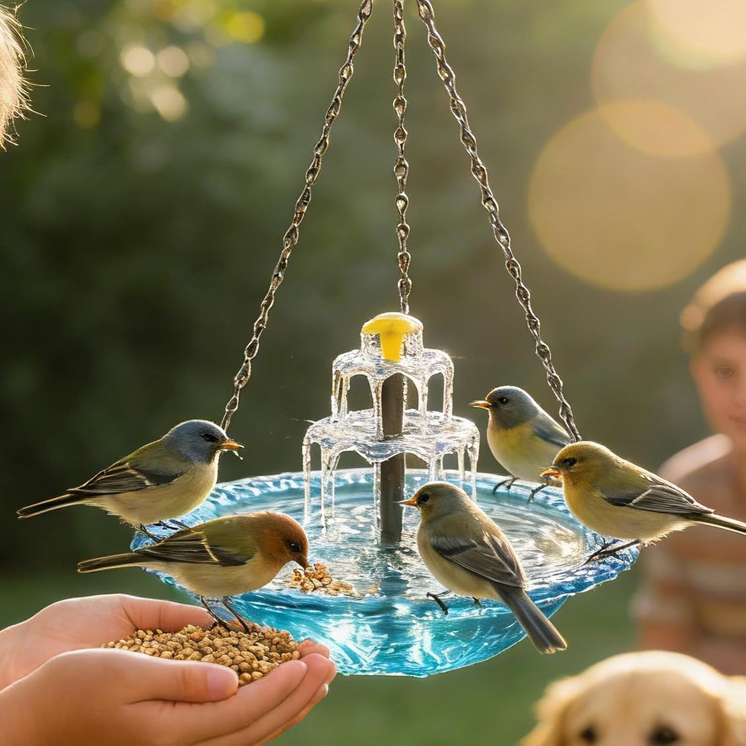 Solar Bird Bath Fountain, Hanging Bird Bath for Garden, Outdoor Small Solar Water Feature with Fountain Pump & Bowl, Attracting Wild Birds, Outdoors Decor for Garden, Patio, Lawn Decor