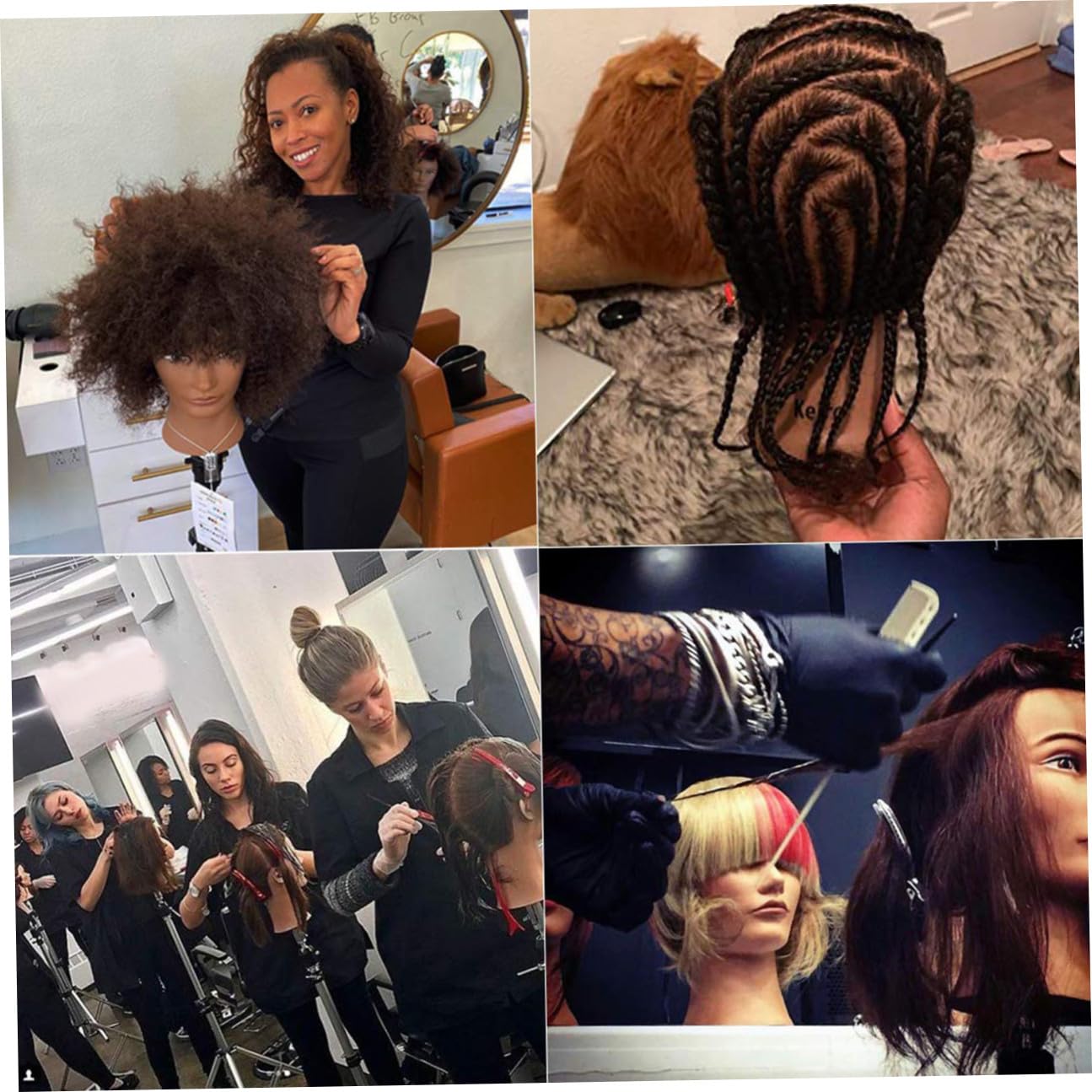 Haarübungskopf Puppe Schwarzer Friseur Übungskopf für Haarstyling | Friseur Kopf zum Üben Afro, Schwarzer Mannequinkopf mit Haaren Afro, für Haarstyling Training und Friseurakademie