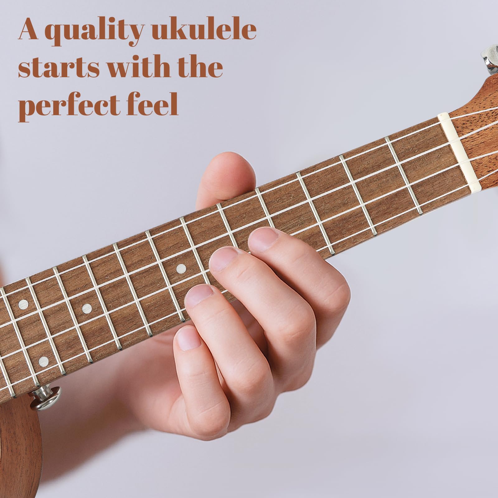 Ukulélé Concert pour Adultes & Enfants - Ukulélé Professionnel 23" en Acajou, Son Premium, Design Élégant & Nécessaire de Démarrage Complet (Housse, Sangle, Médiators, Cordes)