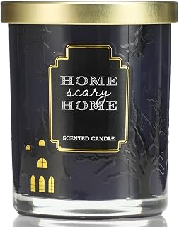 Halloween Candle,Pumpkin Scented Candle for Fall, Nature Soy Wax Candle,Black Candles with Haunted Castle Design, Halloween Home Decoration & Gift for Women and Friends,8.5oz