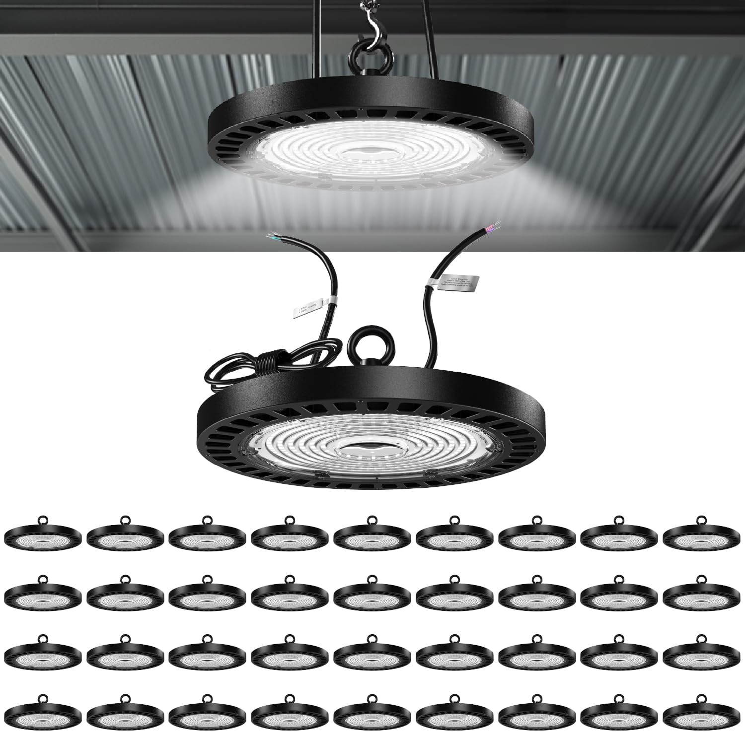 Sunco 36 Pack UFO LED High Bay Light, 150W, 21000 Lumens 6000K 100-277V Dimmable 0-10V, Ultra Bright Commercial Shop Lights for Warehouse, Factory, Workshop, Garage & Barn, Ceiling Mount, UL