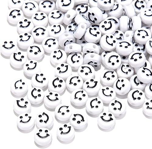 Miniatura 9 de 100 cuentas de estrella de cara sonriente de colores mixtos, cuentas espaciadoras acrílicas de cara feliz para mujer, joyería, pulseras, aretes,