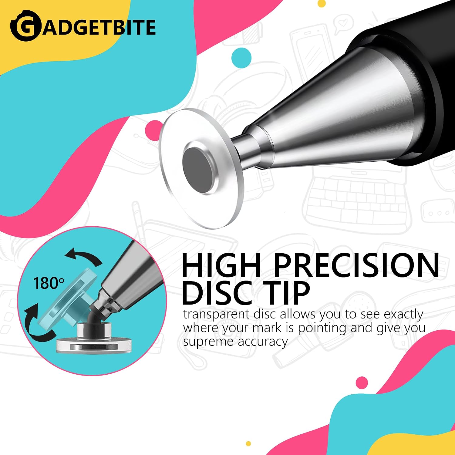 Aluminum Super Light Weight Capacitive Stylus Pen for Touch Screen Devices with Fine Point Disc Compatible with All iOS and Smart Android Phone & Tablets Non Magnetic (Black) image 4