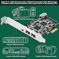 Vista 4 de Tarjeta de expansión PCIE Firewire 400 1394A de 4 puertos, Texas Instruments TI TSB43AB23, Plug and Play en PC de escritorio Windows y MAC, 3