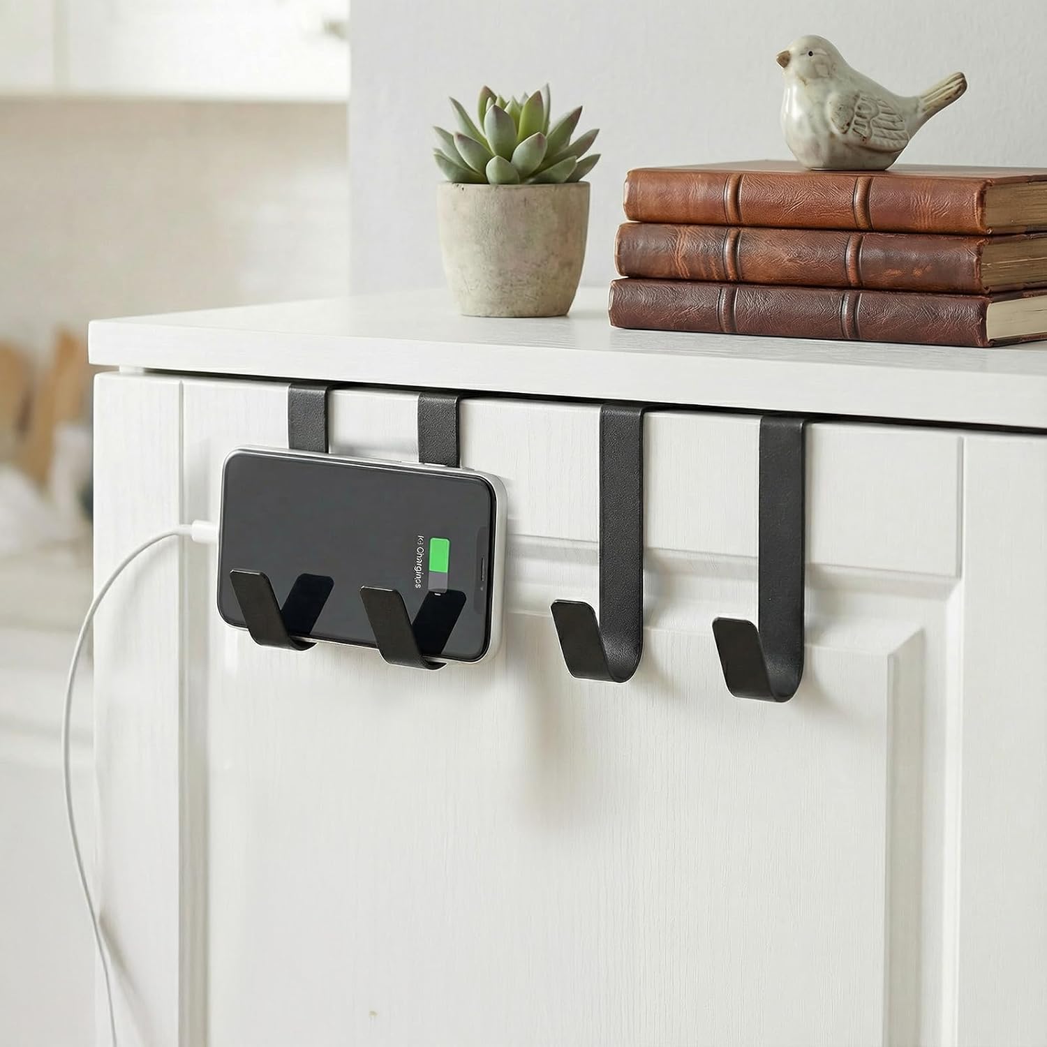 8PCS Over The Cabinet Door Hooks, Heavy Duty J-Hooks No Drill Cabinet Hooks Cabinets Drawer Organizer Metal Wreath Hanger for Hanging Space-Saving