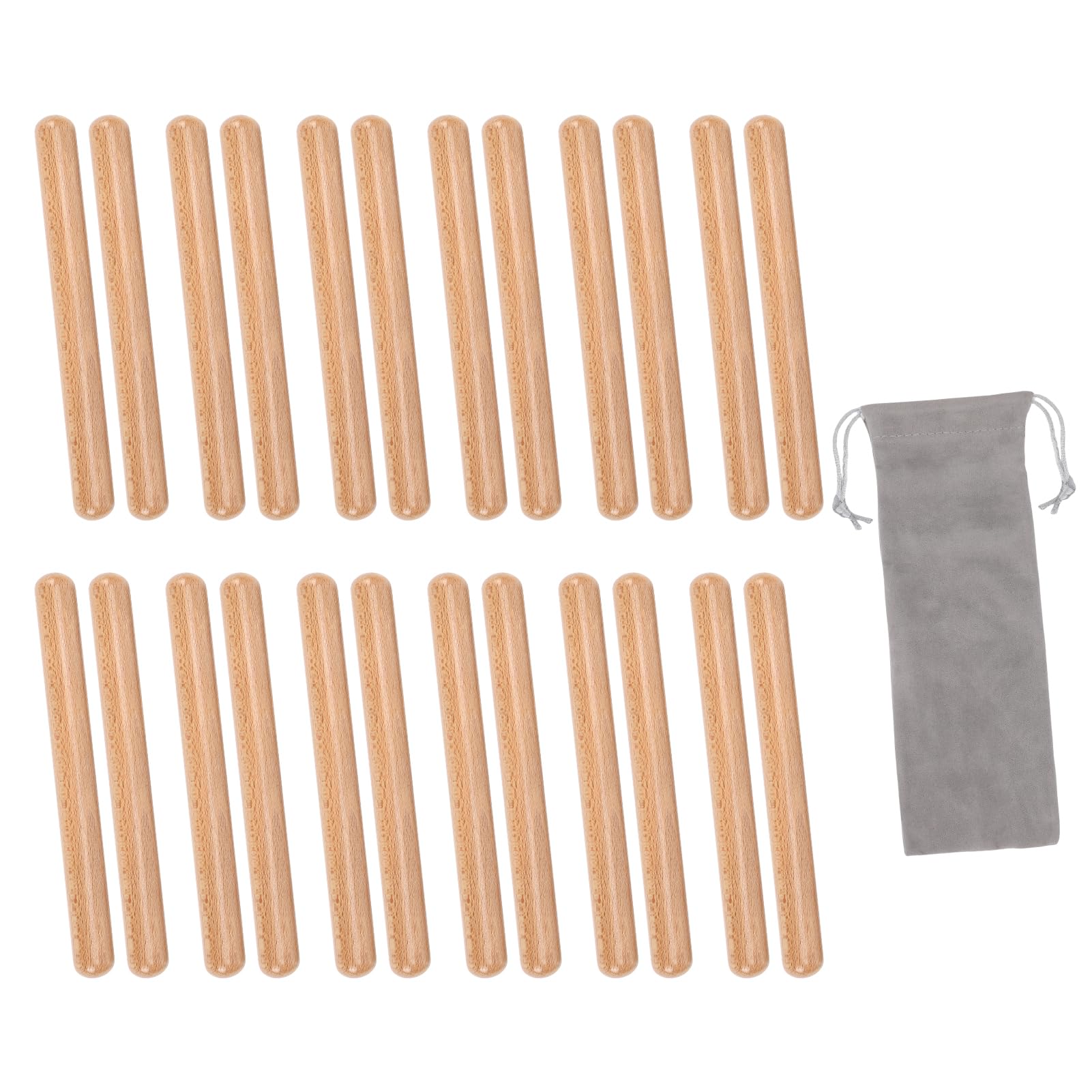 ZDAGELD 24 Pairs Wooden Rhythm Sticks, Beech Wood Music Education Percussion Instrument Orff Drumsticks for Kids Classroom Group Activities, Storage Bag Included