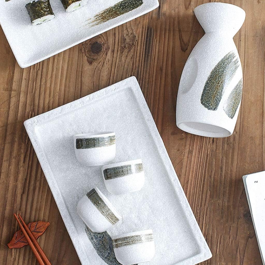 3 Piece Set / 5 Piece Set Retro Sake Cup Japanese Sake Set Craft Ceramic Sake Cup Cold/Hot/Tea/Sake Cup Japanese Sake Set (Size : H) ()