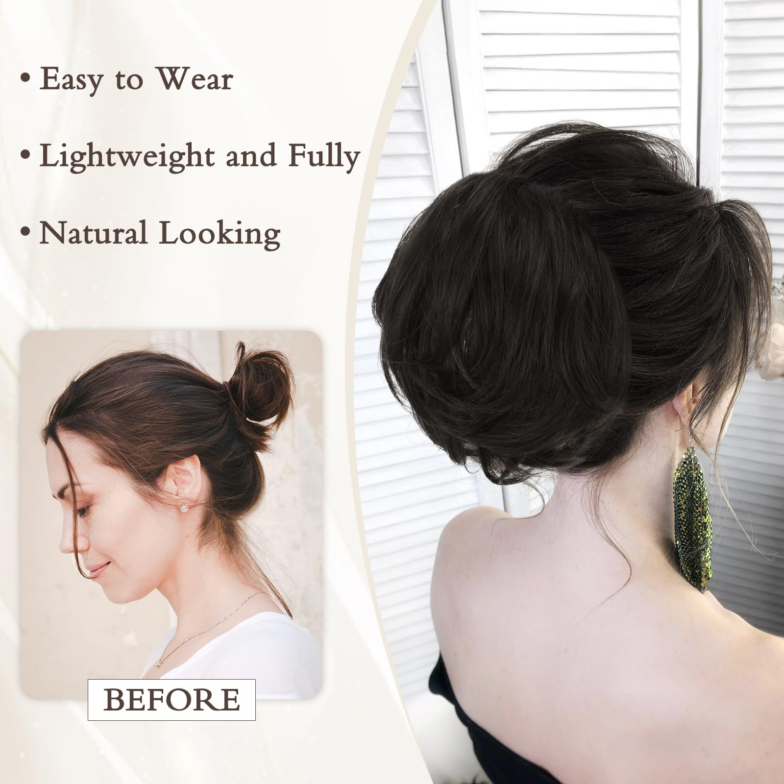 Real Human Hair Bun Ponytail Extension with Comb Clip, Drawstring Updo Afro Curly Hair Buns Updo Chignon Drawstring Ponytail  main image 3