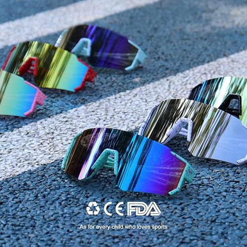 Miniatura 7 de SEKKAF Gafas de sol de béisbol juveniles para niños y niñas de 6 a 12 años de edad, gafas de sol deportivas de softbol para ciclismo y deportes para