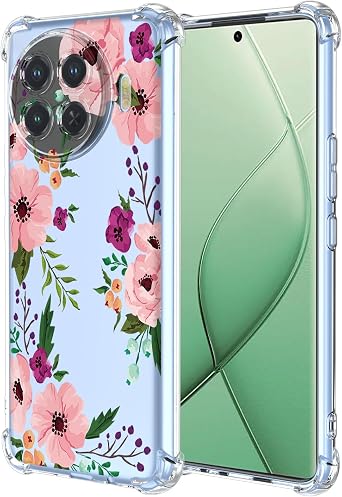 for Tecno Spark 20 Pro Plus 4G Case with Clear Floral Pattern,Shockproof Soft Case for Tecno Spark 20 Pro Plus 4G,Cherry Blossom