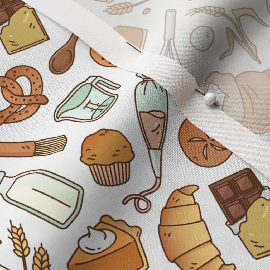 Spoonflower Fabric - Bakery Pattern Small Scale Brown Cooking Chef Printed on Cotton Poplin Fabric by The Yard - Sewing Shirting Quilting Dresses Apparel Crafts