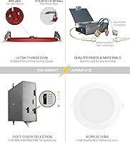 Vista 6 de NUWATT Iluminación empotrable con clasificación de fuego de 2 horas, luces LED de oblea de 6 pulgadas, 2700 K/3000 K/3500 K/4000 K/5000 K