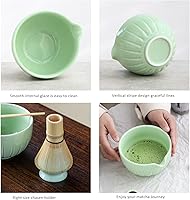 Vista 4 de TANG PIN Juego de matcha – Tazón de matcha con boquilla y batidor, 15 onzas, cuchara de matcha, soporte para batidor de matcha (soporte de Chasen)