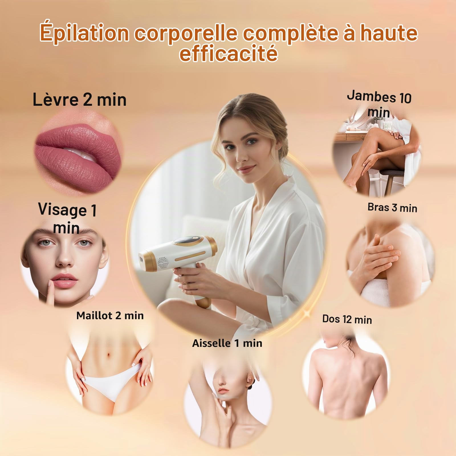 Epilateur electrique, 990 000 flashs, 5 niveaux d'énergie, 2 modes Automatique/Manuel, épilation laser, Impulsions lumineuses pour hommes et femmes, idéal pour le visage et le corps