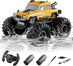 Voiture de télécommande amphibie, étanche à 360° 4WD RC Monster Trucks, 2,4GHz Tous les jouets de ramassage hors route,RC Auto Pool Toys Remote Control Boat pour les cadeaux pour les enfants de 8-12 ans et plus (Pink)