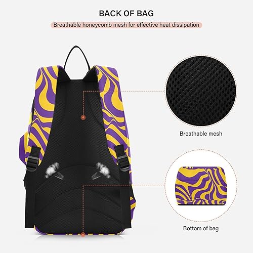 Miniatura 4 de Bolsas de raqueta de bádminton de tenis, lindas y resistentes líneas onduladas moradas y amarillas, 3 raquetas de bádminton para mujeres y hombres,