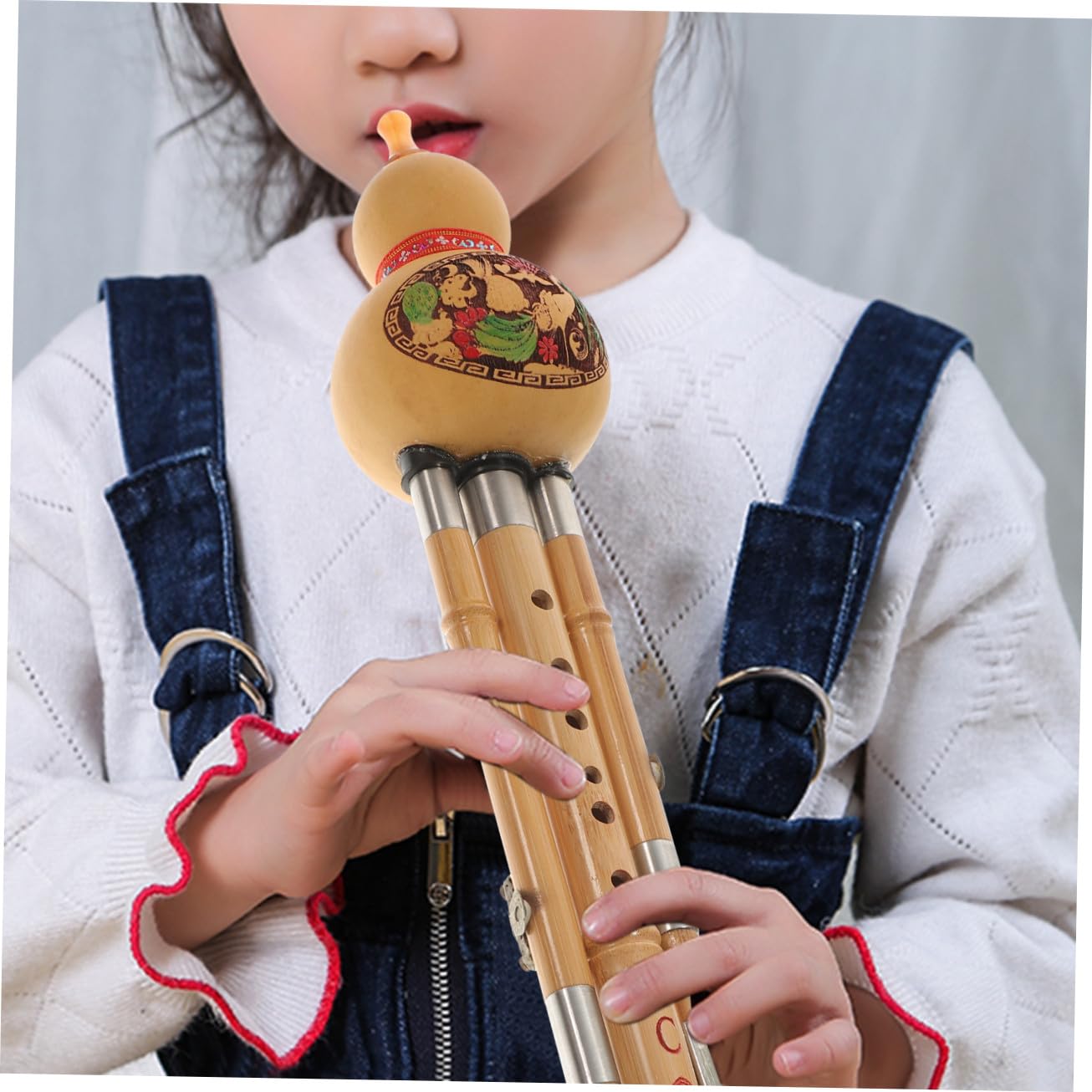 Veemoon Taschensaxophon Holz Chinesisches Musikinstrument Kürbisflöte aus Bambus C-ton Handgemacht Leicht zu Spielen für Anfänger Zufälliger Stil