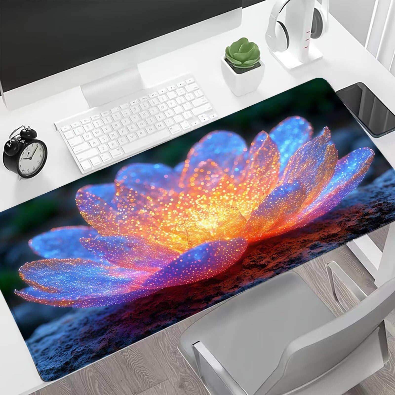 Fantastyczne Kwiaty Podkładka pod mysz XXL 1000x500 mm Duża podkładka pod mysz, podkładka pod biurko z przeszytymi krawędziami, wodoodporna podkładka pod mysz antypoślizgowa gumowa podstawa, dekoracja