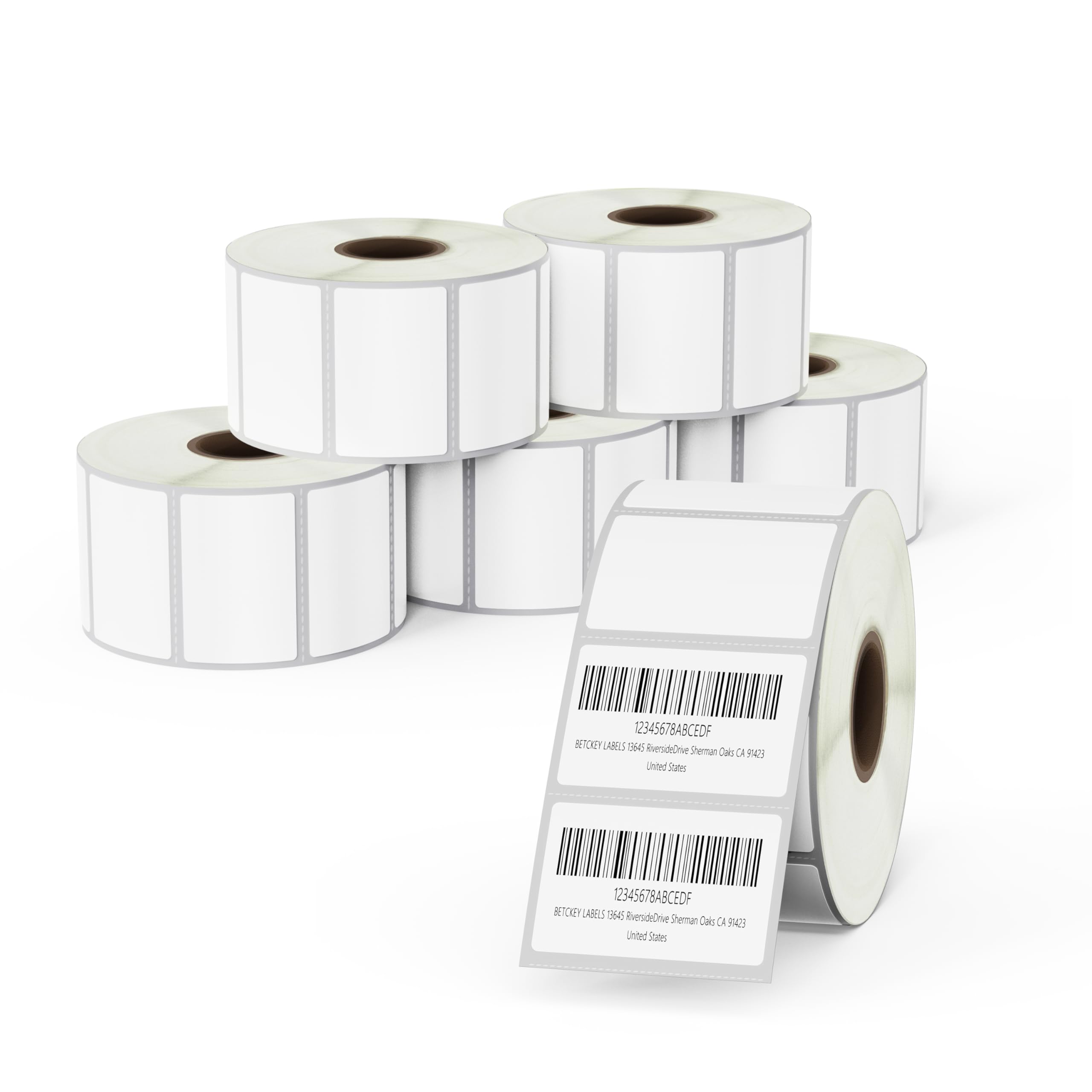 BETCKEY - 6 Rolls Film Removable Labels, 38mm x 25mm, 7800 Easy Peel Off No Residue Stickers Using for Thermal Printers