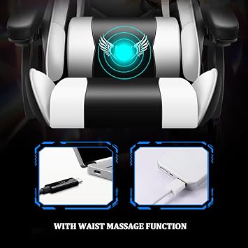 Gaming Chair, Ergonomic Computer Chair with Lumbar Massage & Heat, Video Game Chair with Silent Casters, 3D Adjustable Backrest, Thickened Seat, PU Leather, Hidden Footrest Pink