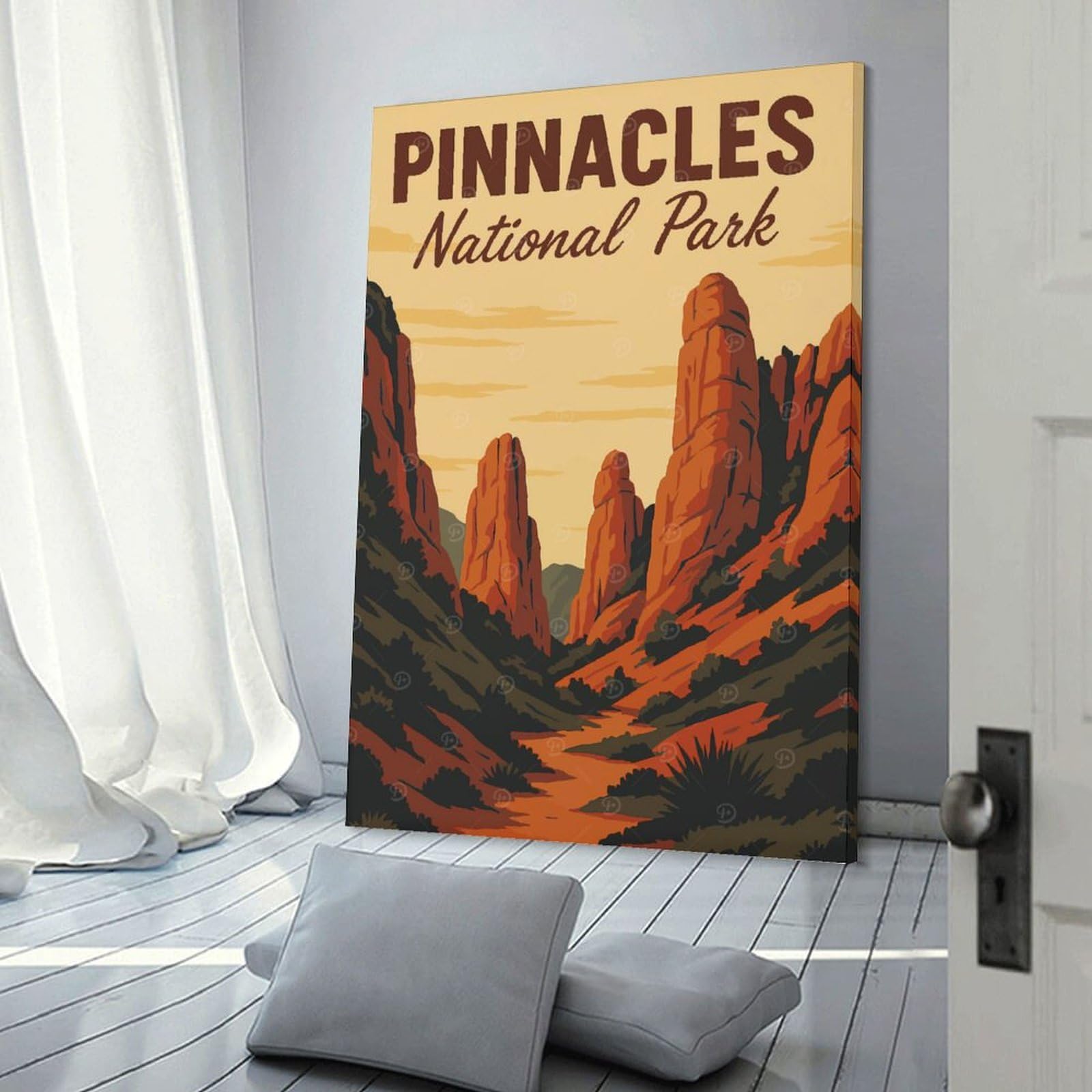 Junmoney Frame-Style-5 Room Decor Wall Art Pinnacles National Park Vintage Poster, 24X36inch(60X90cm), For Lounge Decor, Bedroom Walls Or Flats, Canvas Styling For A Polished Room Look