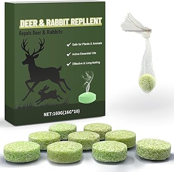 Ponal Deer Repellent 10 Balls, Rabbit Repellent Outdoor for Plants, Natural Deer Deterrent Keep Deer and Rabbit Out of Garden Yard, Powerful Deer Deterrent for Backyard Plant Tree Vegetable Flowers