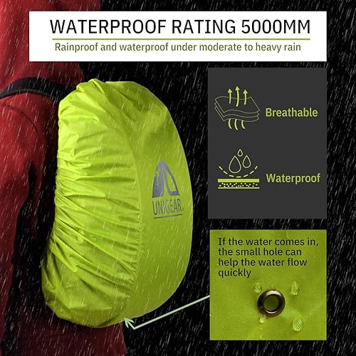 Miniatura 10 de Unigear Cubierta para Mochila Resistente a la Lluvia Clasificación Impermeable 5000mm, Ultraportátil y Duradera con 2 Correas de Hebilla Negro