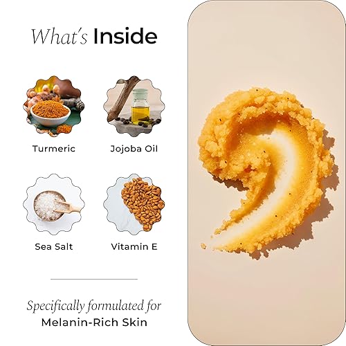 Miniatura 4 de GLO Melanin Exfoliante de cúrcuma para manchas oscuras, iluminando los muslos internos del área del bikini, axilas, exfoliante natural para la cara