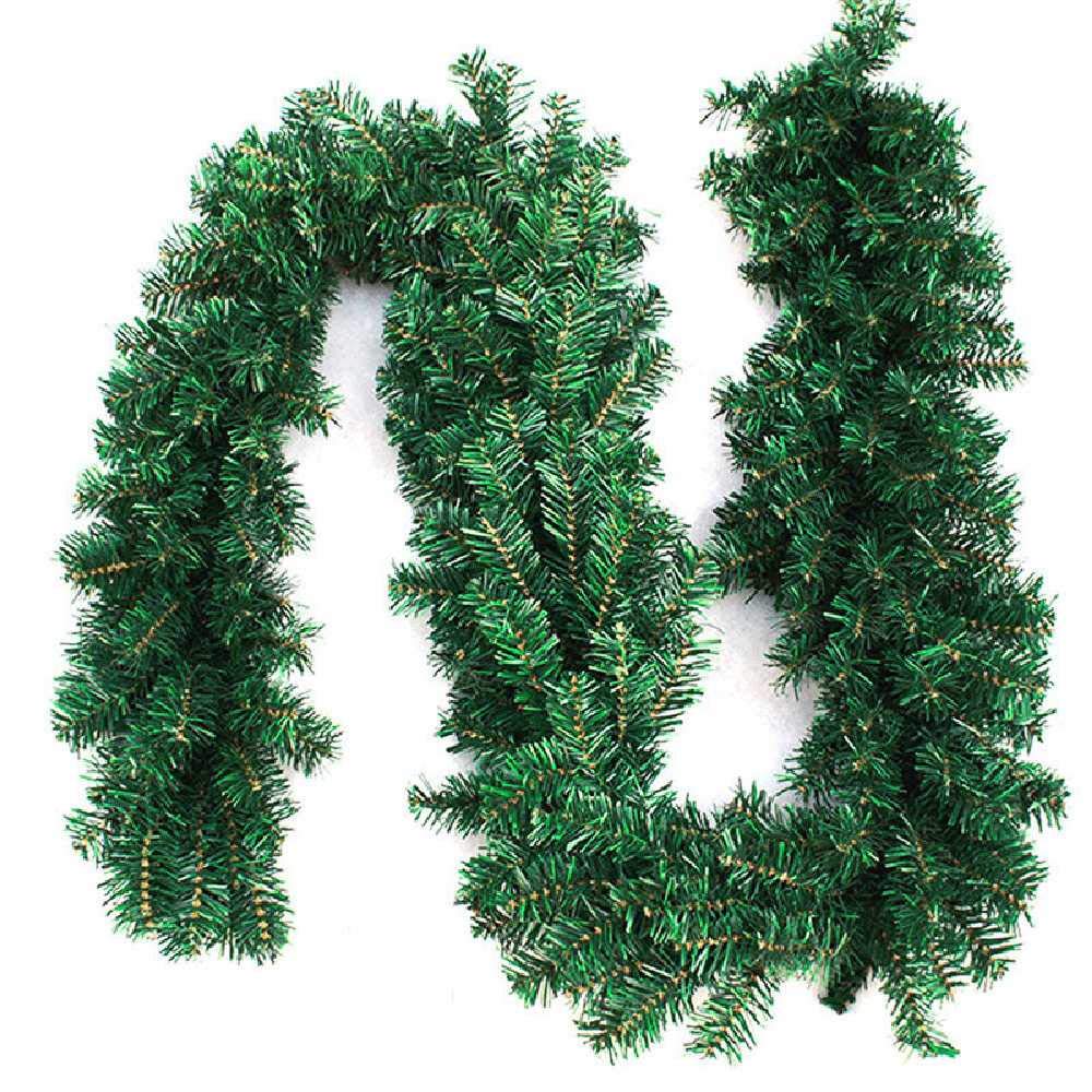 Tianneng Artificial Pine Green Spruce Christmas Decoration Wreath Swag Fireplace Mirror Door Frame Christmas Rattan Ornaments 2.7 meters long/green