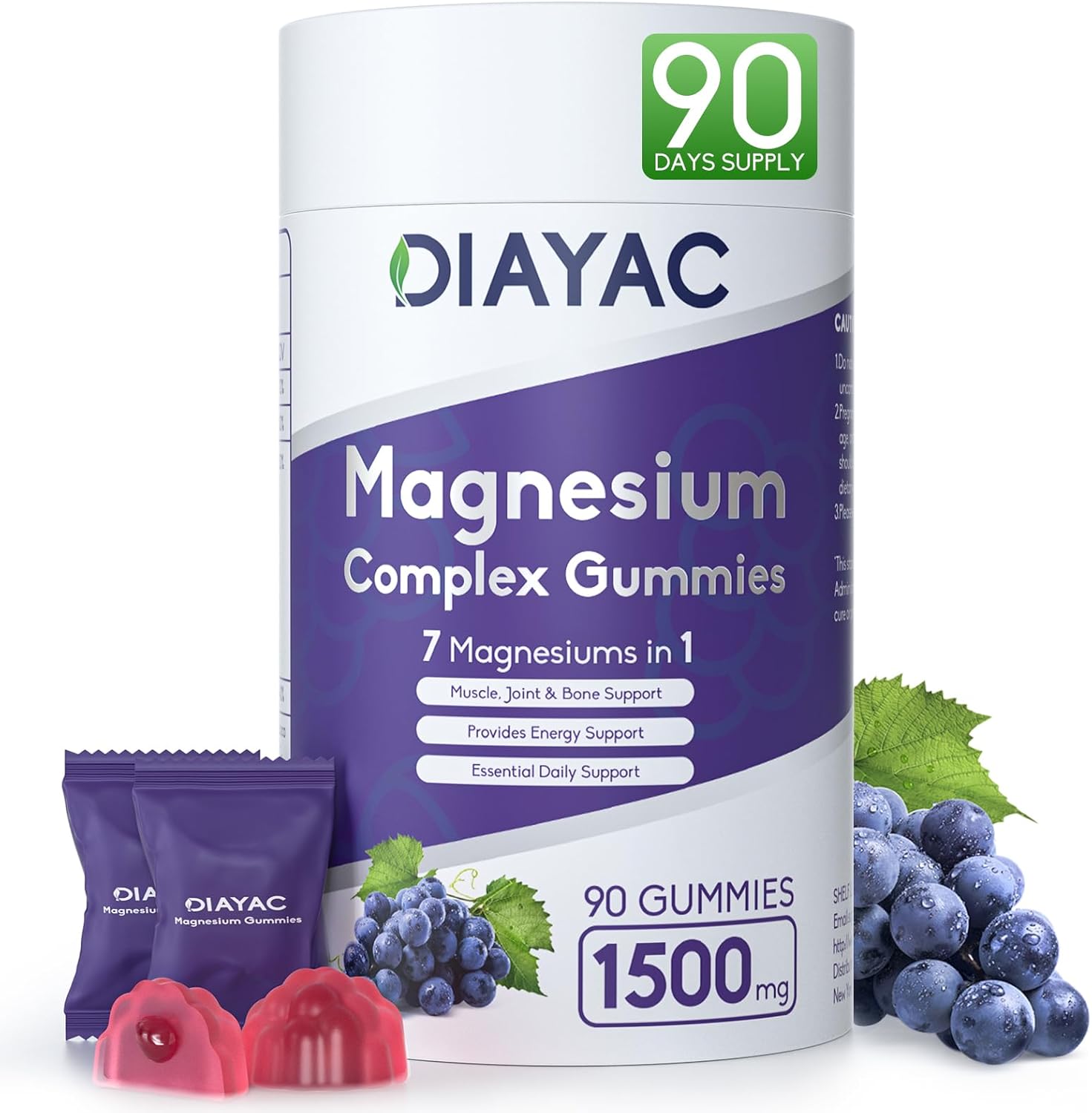 Magnesium Complex Gummies, Individually Packaged Magnesium Supplement, Magnesium Chelate, Bisglycinate, Malate, Citrate, Taurate Chewable for Women & Men,Sleep&Muscle&Nerve Health, Vegan 90 Counts