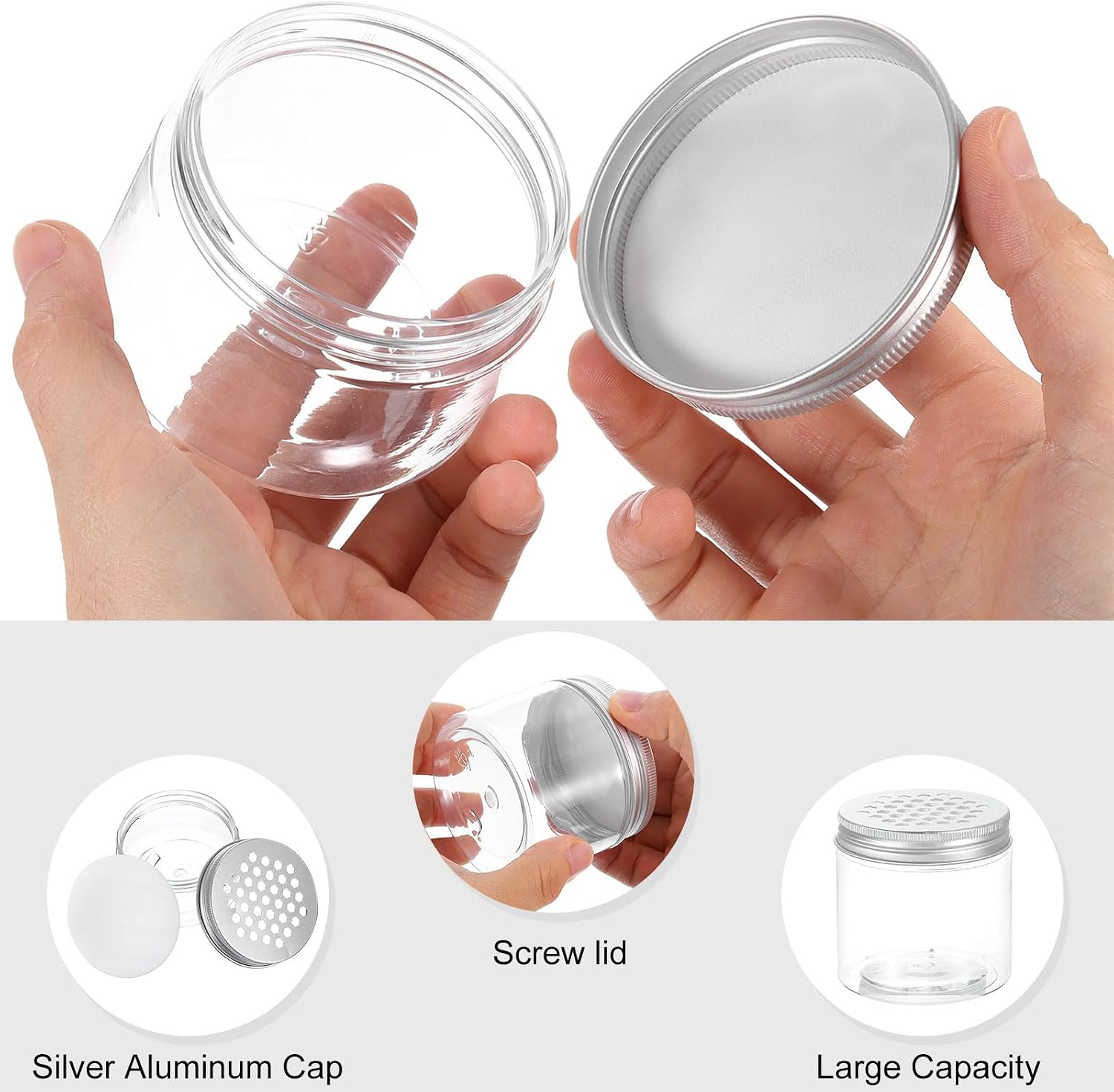 HARFINGTON 12 Pcs Aluminium Tins with Hollow Lids 6.8oz/200ml Empty Scent Beads Storage Container Round Refillable Spice Plastic Jar Sample for Air Freshener Candles Travel Storage