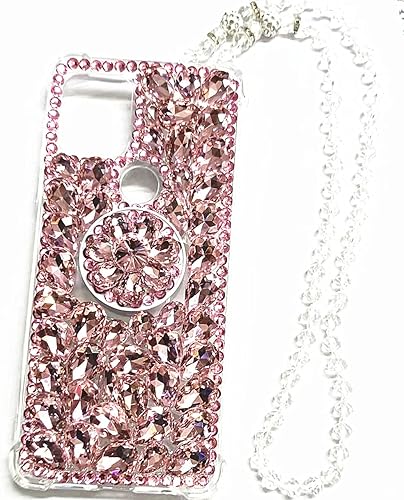Miniatura 2 de Aikukiki Funda con función atril de diamante para Moto G 5GMoto One 5G Ace, funda 3D hecha a mano con diamantes brillantes con purpurina (rosa)