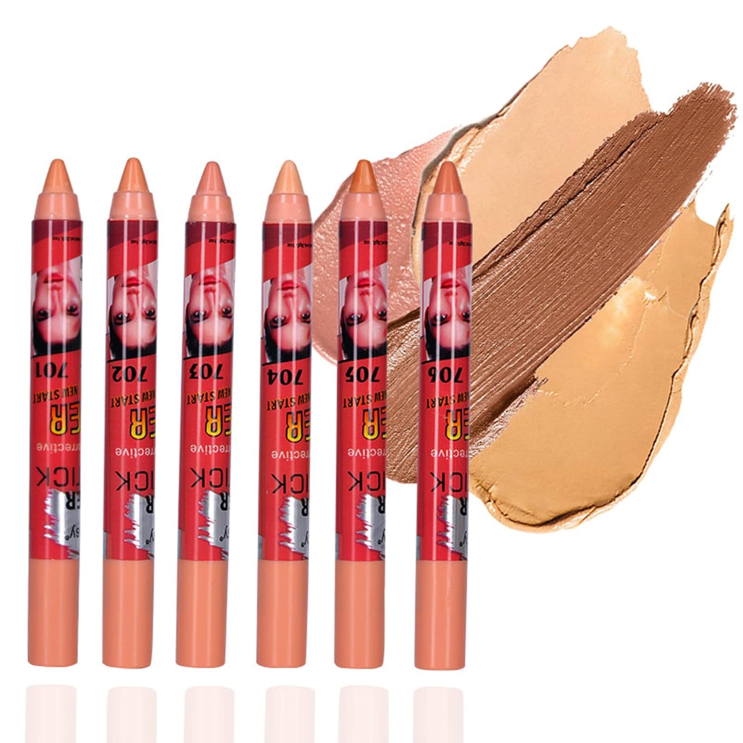 Concealer Pencil Kit, 6 Colors Dark Circles Treatment Multi-Use Concealer Pen Set, Face Contouring Kit, Body Tattoo Concealer for Dark Circles Spot Scar Tattoos,Cosmetic Gifts By Shouhengda : Beauty & Personal Care